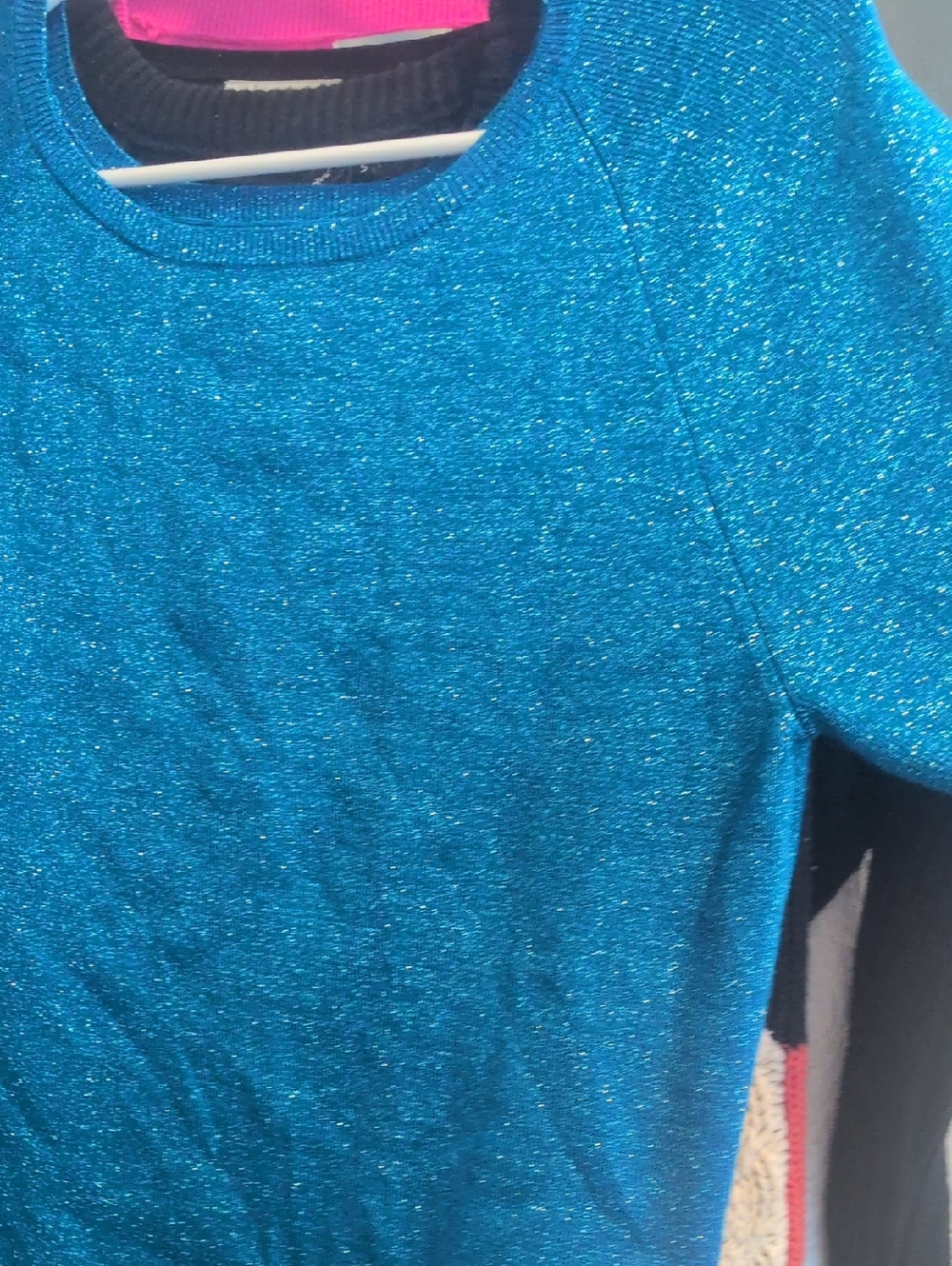 Worthington Teal Sparkle Long Sleeve Crewneck